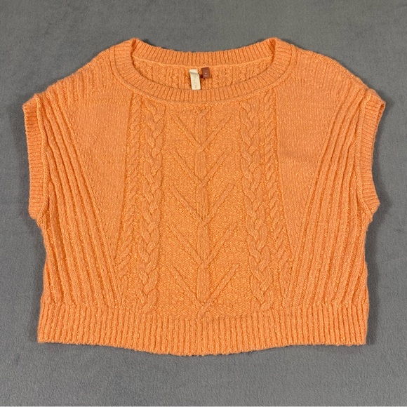 Anthropologies Pilcro Petite Women’s Orange Cable Knit Sleeveless Sweater, SP - Picture 1 of 9